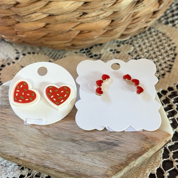 boutique Jewelry - Valentine’s Day Post Back Heart Earrings Set of 2 Pair